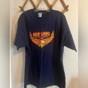 Y2K biker shirt Daytona beach 2002 eagle on back flames men’s XL navy blue